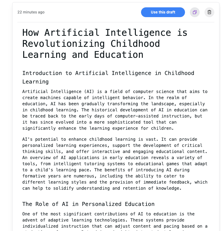 generated blog post